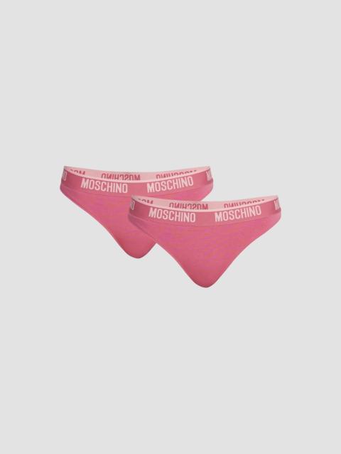 Moschino Women's 2-Pack Logo-Waistband Thong - Pink