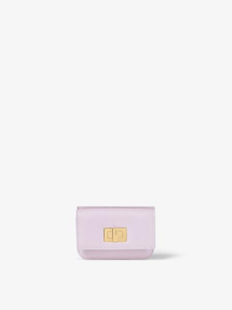 FENDI Fendi Way Card Case With Pocket Fuchsia and mahogany brown leather card case