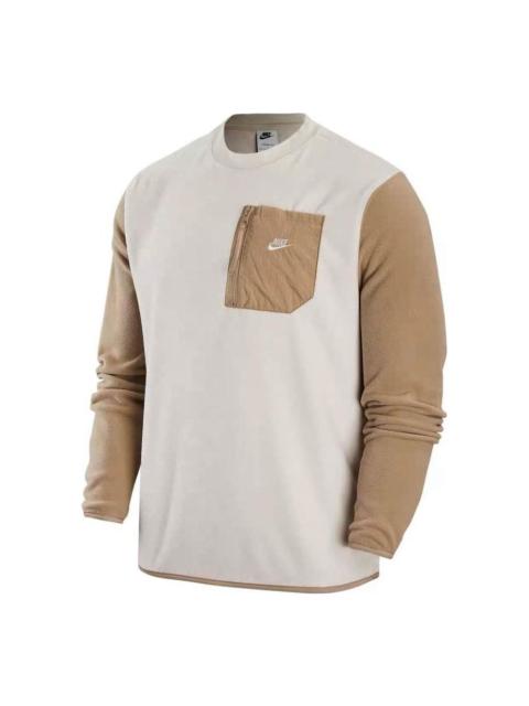 Nike Nike pocket zipper splicing warm cotton-padded Hoodie 'Brown' FD2376-104