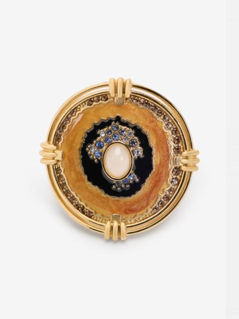 Roberto Cavalli Butterfly Ring Gold And Ocean Blue