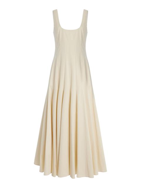 Another Tomorrow Flared Cotton Midi Dress off-white
