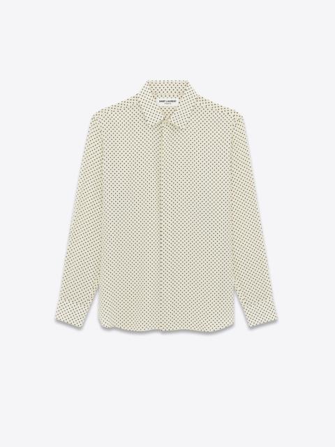 SAINT LAURENT yves collar shirt in dotted crepe de chine