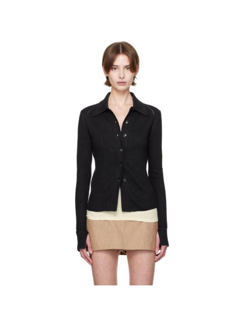 mfpen Black Knitted Rib Shirt