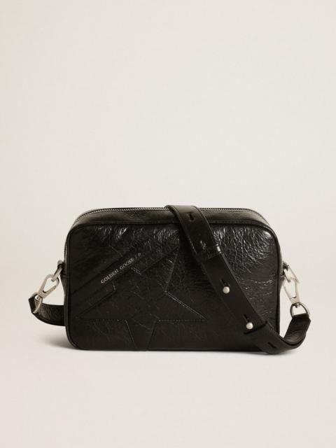 Star Bag in glossy black leather with tone-on-tone star