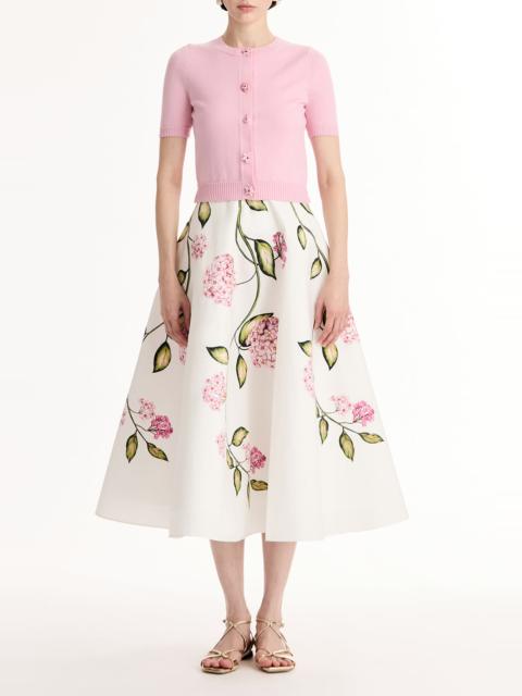 Oscar de la Renta Short Sleeve Cardigan - Pink