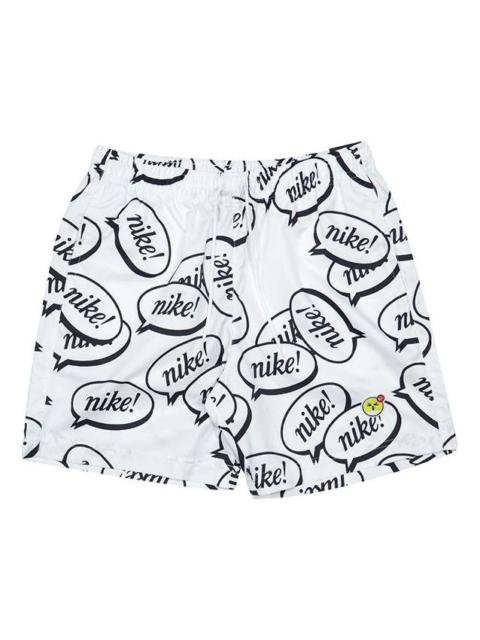 Nike Nike As Men's Nike Sportswear Airmoji Short Sneeze 전체 인쇄 로고 스포츠 훈련 반바지 남자의 흰색