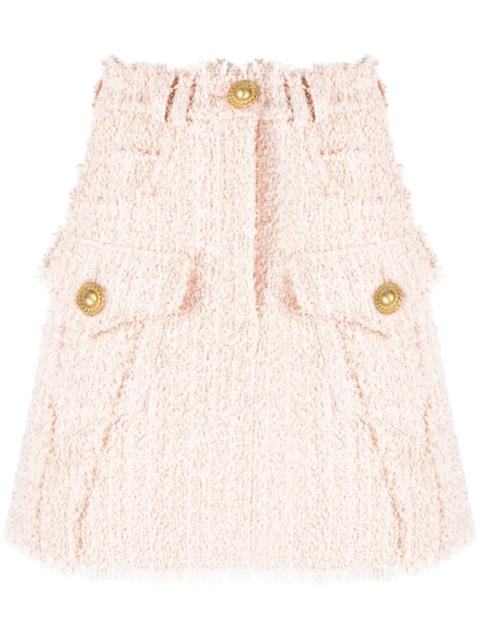 Balmain frayed tweed miniskirt