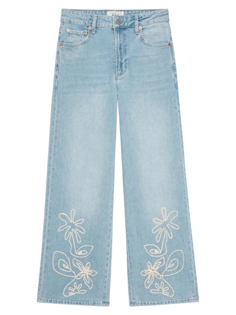 Rails Women's Getty Embroidered Wide-Leg Crop Jeans - Lelani Embroidered