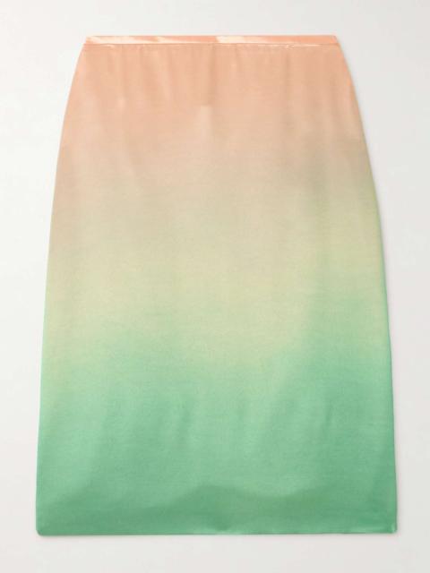 Jil Sander Dégradé-satin midi skirt Green
