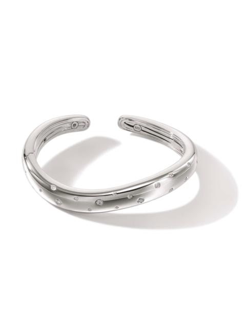 JOHN HARDY Surf Hinged Cuff, Silver, Diamonds