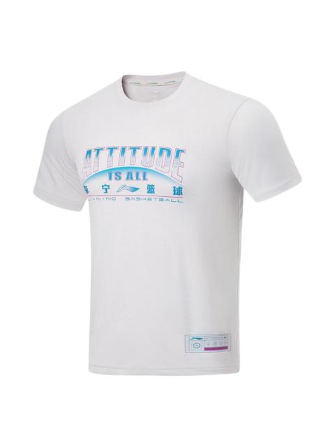 Li-Ning Li-Ning Basketball Attitude Is All Graphic T-shirt 'White Blue' AHST299-10