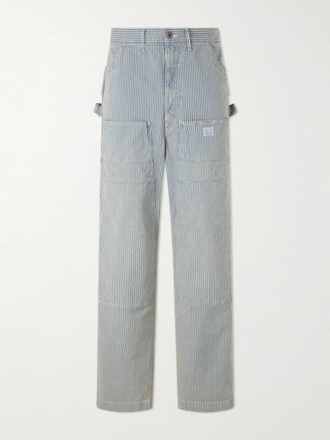 Kapital Liberty Hickoree Lumber Straight-Leg Striped Cotton-Canvas Trousers