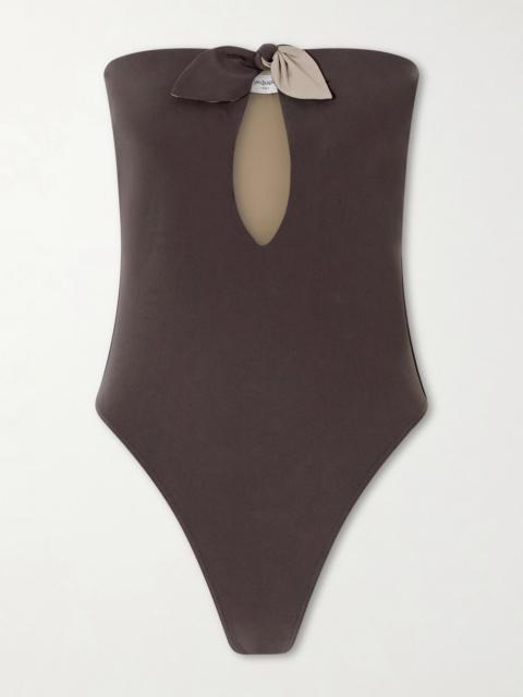 SAINT LAURENT Bow-detailed Strapless Swimsuit