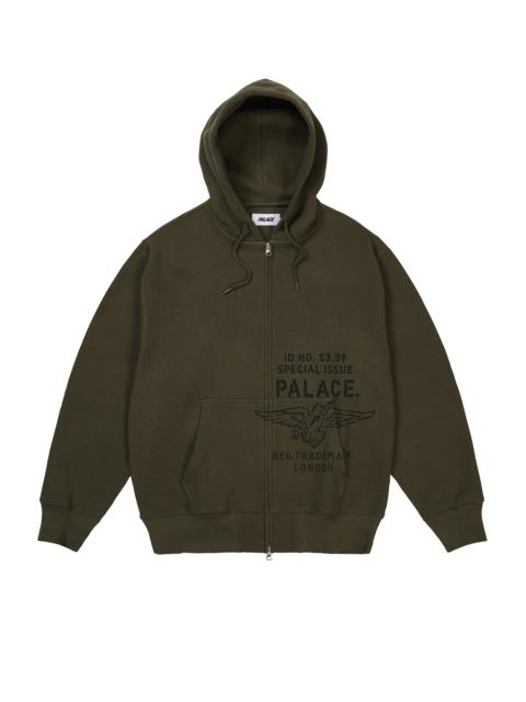 PALACE DOVE STAMP WAFFLE ZIP HOOD ARMY OLIVE