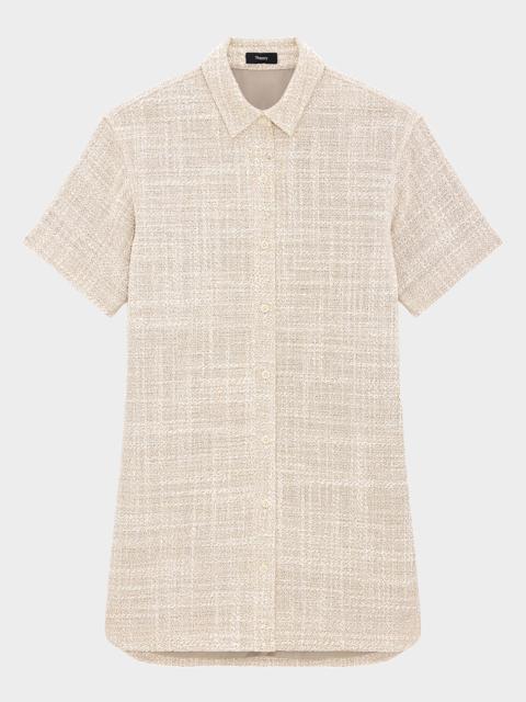 Theory Short-Sleeve Tweed Shirtdress