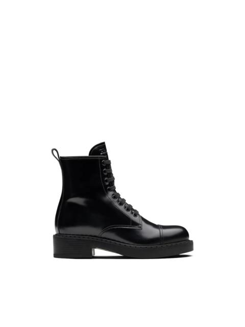 Prada Brushed leather laced booties