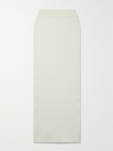The Row Moss Ribbed Silk Maxi Skirt
