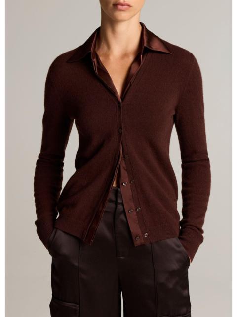 Vince Satin-Trimmed Cashmere Collared Cardigan