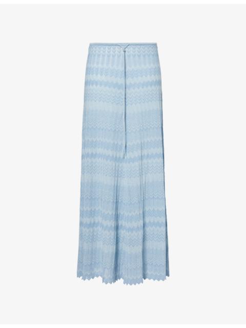 FAITHFULL Ria Chevron-Pattern Stretch-Woven Midi Skirt