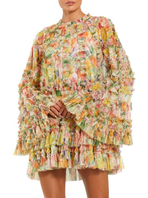 MAC DUGGAL Women's Cocktail Ruffled Floral Tent Dress - Ivory Multi