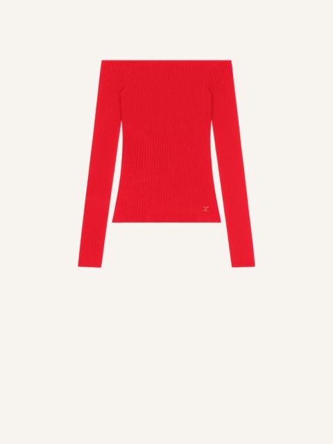 courrèges OFF SHOULDER RIB KNIT TOP