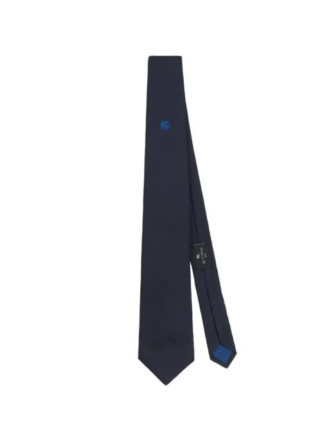 Etro Pegaso motif-embroidered silk tie