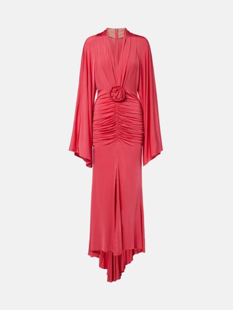 Blumarine Floral-appliqué ruched gown
