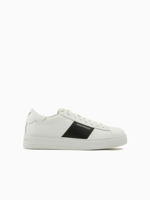 EMPORIO ARMANI Leather sneakers with logo detail