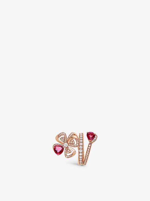 Fiorever 18ct rose-gold, 0.62ct brilliant-cut diamond and mixed-cut rubellite ring