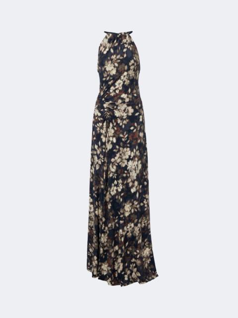 SIMKHAI Cerin gathered floral halterneck maxi dress