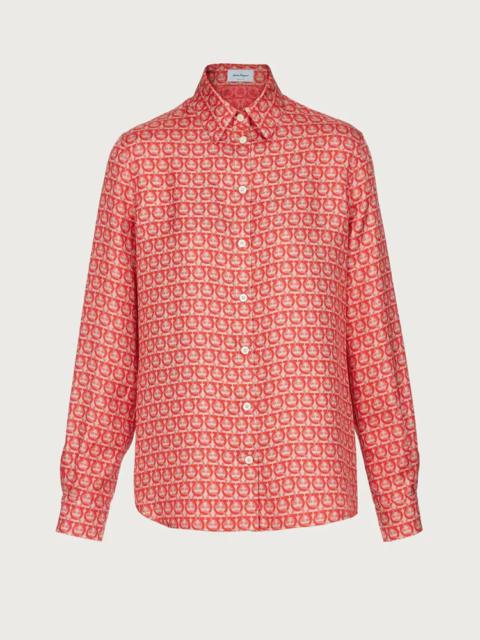 FERRAGAMO GANCINI PRINT SILK SHIRT