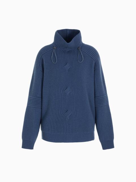 GIORGIO ARMANI GIORGIO ARMANI NEVE RIBBED CASHMERE MOCK-NECK JUMPER