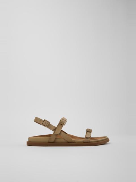 CAMPER Lluc Sandal Brown Suede Leather Sandals for Women.