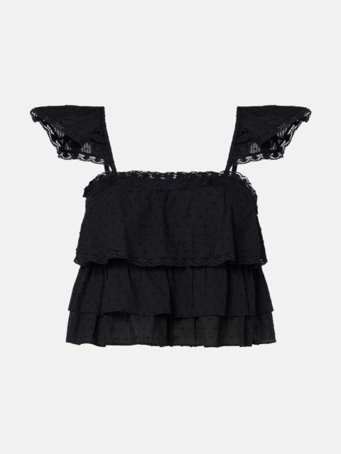 Poupette St Barth Anya ruffled cotton crop top