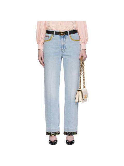 Valentino Blue Embroidered Denim Jeans