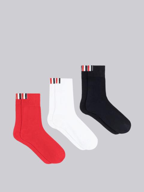 Thom Browne White Cotton 3-Pack Ankle Length Socks