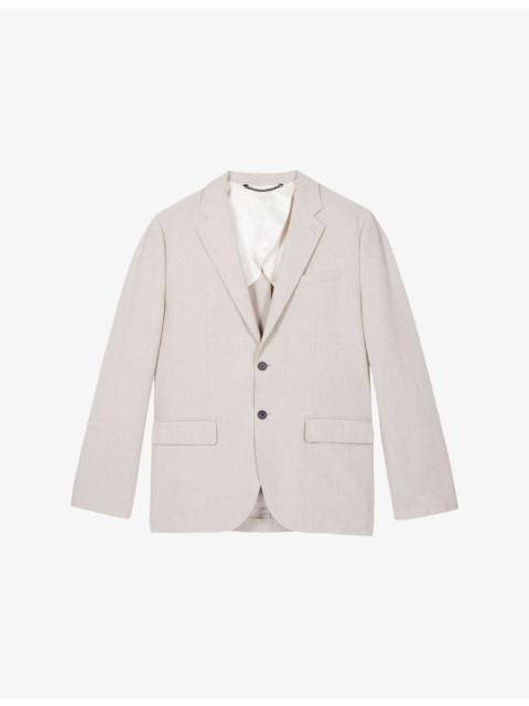 The Kooples Lapel-Collar Single-Breasted Cotton and Linen-Blend Blazer
