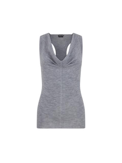 TOM FORD MERINO WOOL RIB KNIT COWL COLLAR TANK TOP