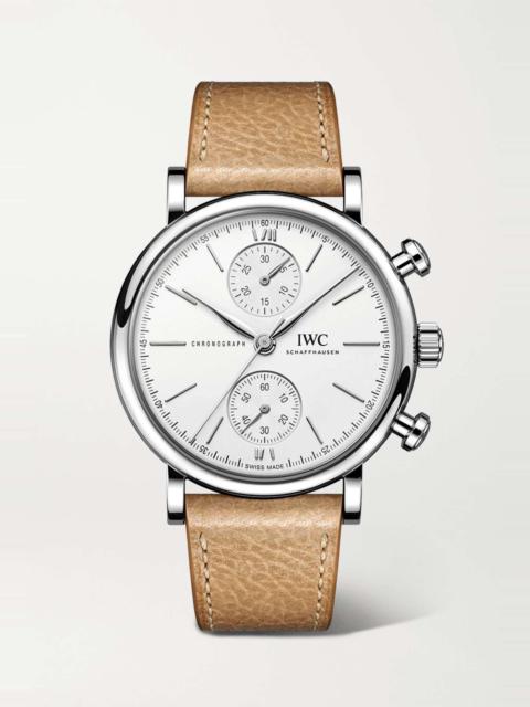 IWC Schaffhausen Portofino Automatic Chronograph 39mm stainless steel and leather watch