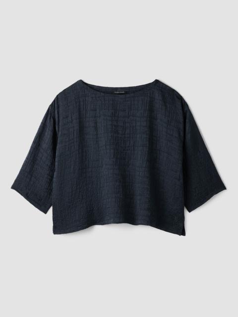 EILEEN FISHER Dimensional Silk Jacquard Box-Top