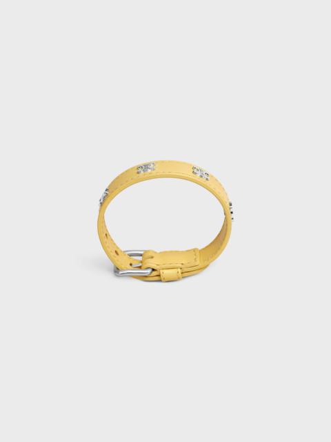 CELINE Triomphe Multi Leather Bracelet in Brass with Rhodium Finish and Calfskin
