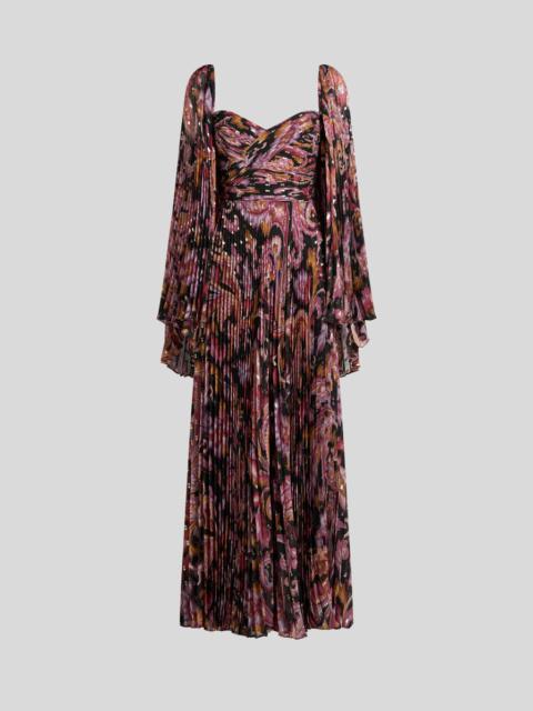 Etro Etro Embellished Long Sleeve Silk Crepon Midi Dress in