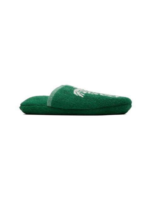 VERSACE Green Cotton-Terry Jacquard Slippers