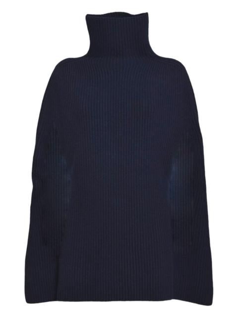 Jil Sander roll-neck ribbed cape