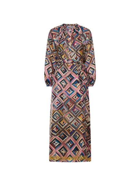 Pierre-Louis Mascia balloon-sleeve geometric-pattern midi dress
