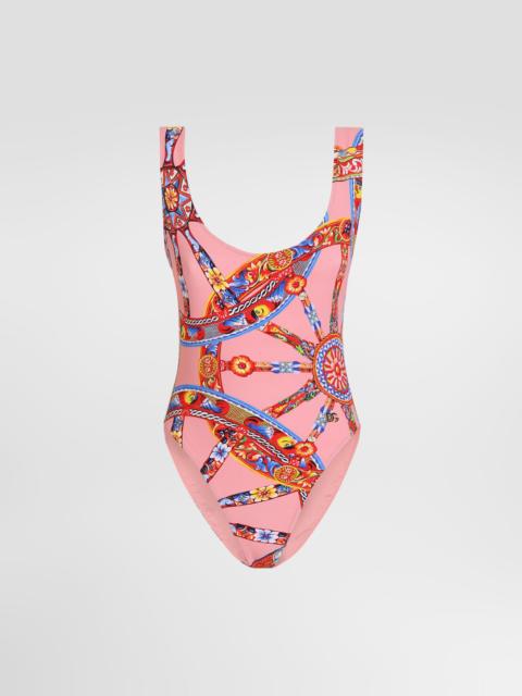 Dolce & Gabbana Carretto-print one-piece swimsuit