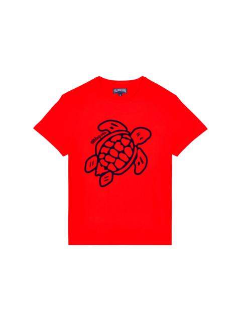 Vilebrequin Men Organic Cotton T-Shirt Placed Embroidered Turtle