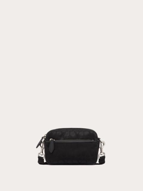 Valentino TOILE ICONOGRAPHE SHOULDER BAG IN TECHNICAL FABRIC WITH LEATHER DETAILS