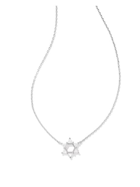 KENDRA SCOTT Star of David Silver Crystal Short Pendant Necklace in White CZ