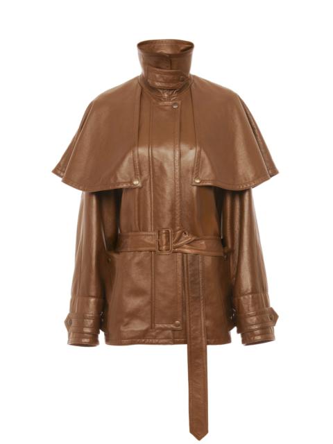 Chloé SHORT CAPE TRENCH COAT IN SOFT GLOSSY LEATHER